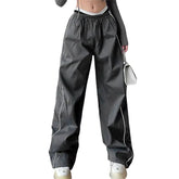 Low-Rise Baggy Cargo Pants with Elastic Drawstring